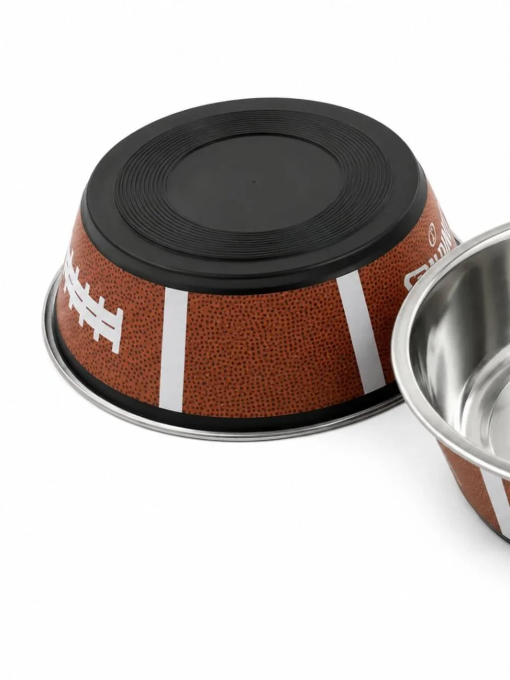 Spalding Football 2 Pc Pet Bowl Set Stainless Steel Food Water Bowls Dog Cat